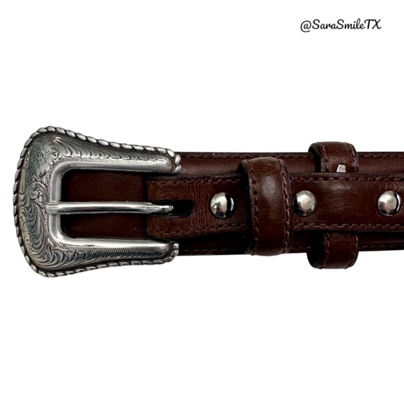 NOCONA BELT CO Mens Vintage Brown Leather Top Hand Ranger Western Belt - Picture 2 of 9